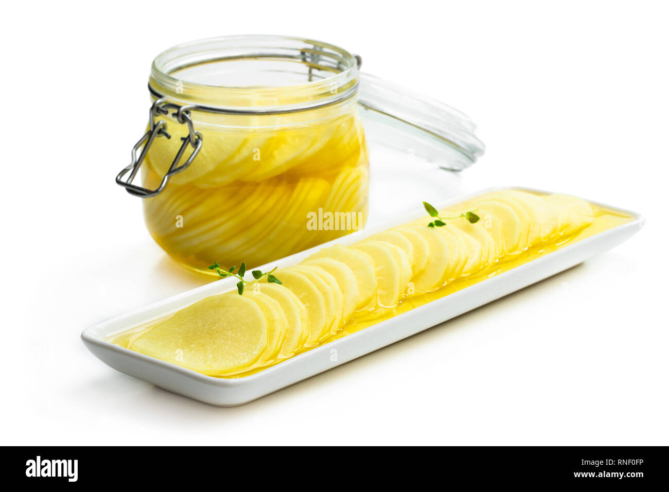 Marinated daikon isolated on white Stock Photo Alamy
