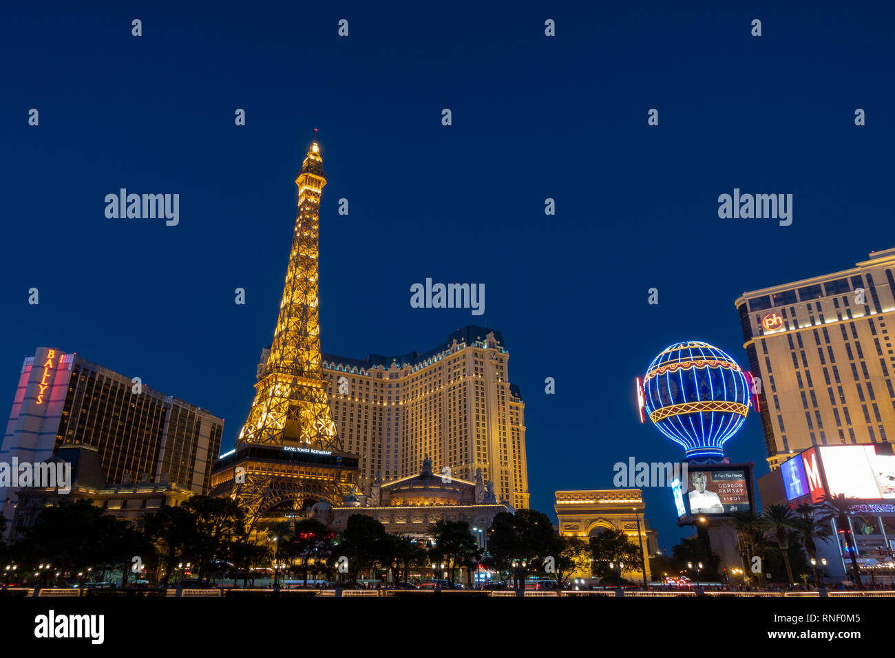 Paris Las Vegas at night, Las Vegas, Nevada, United States. Stock Photo