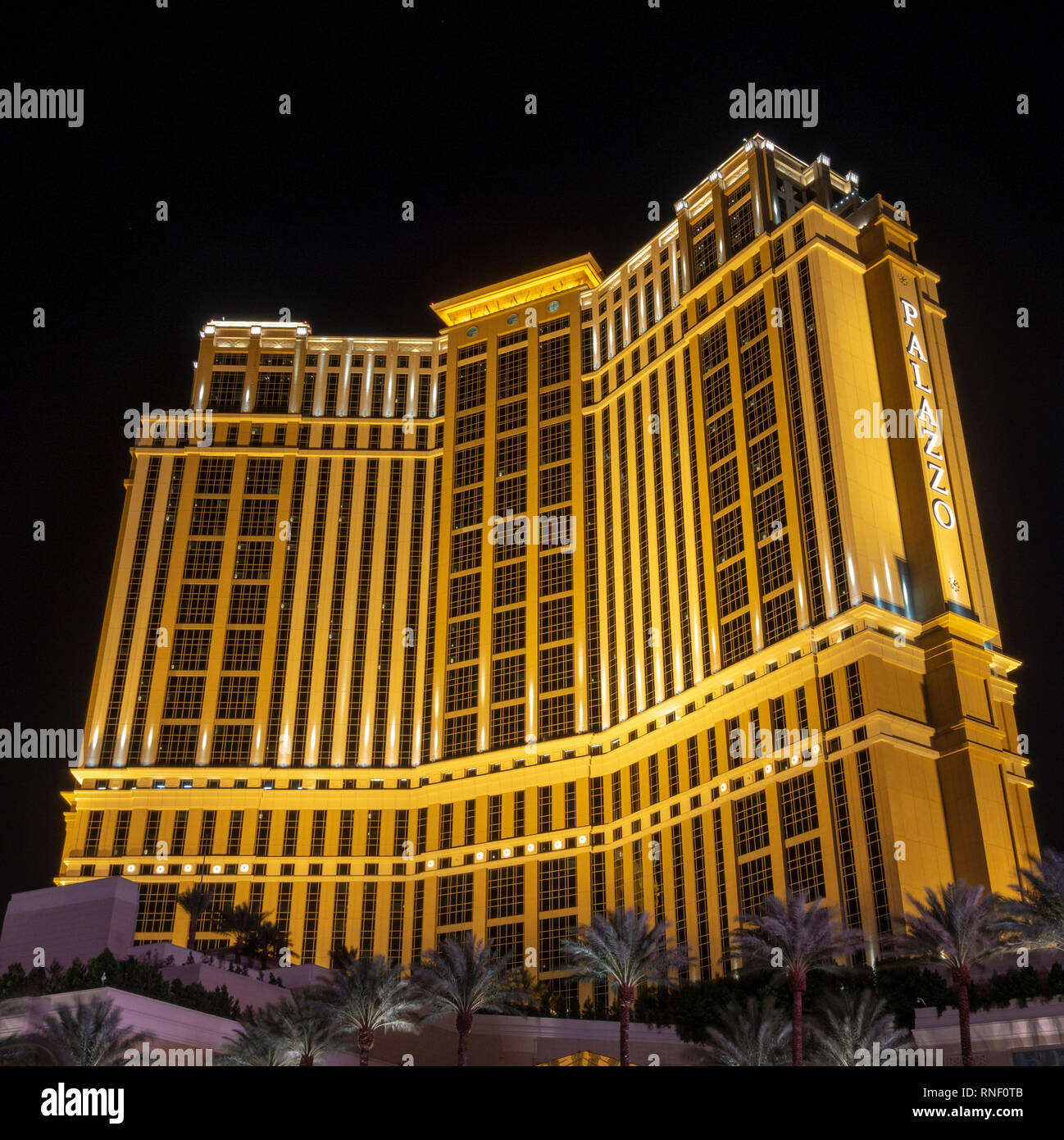 The Palazzo Casino Las Vegas at night, The Strip, Las Vegas, Nevada, United States. Stock Photo