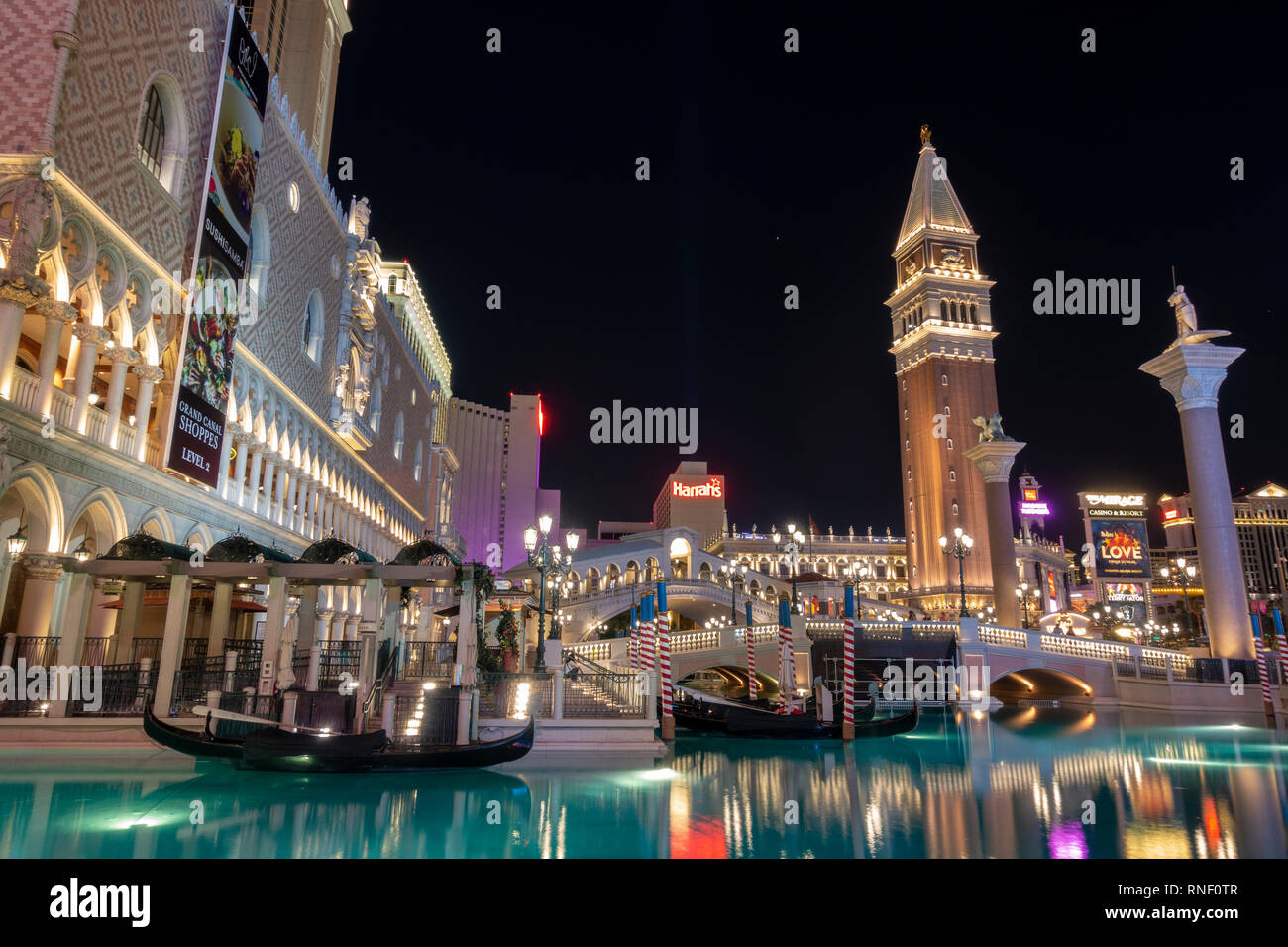 Night time view of the Venetian Las Vegas, Nevada, United States. Stock Photo