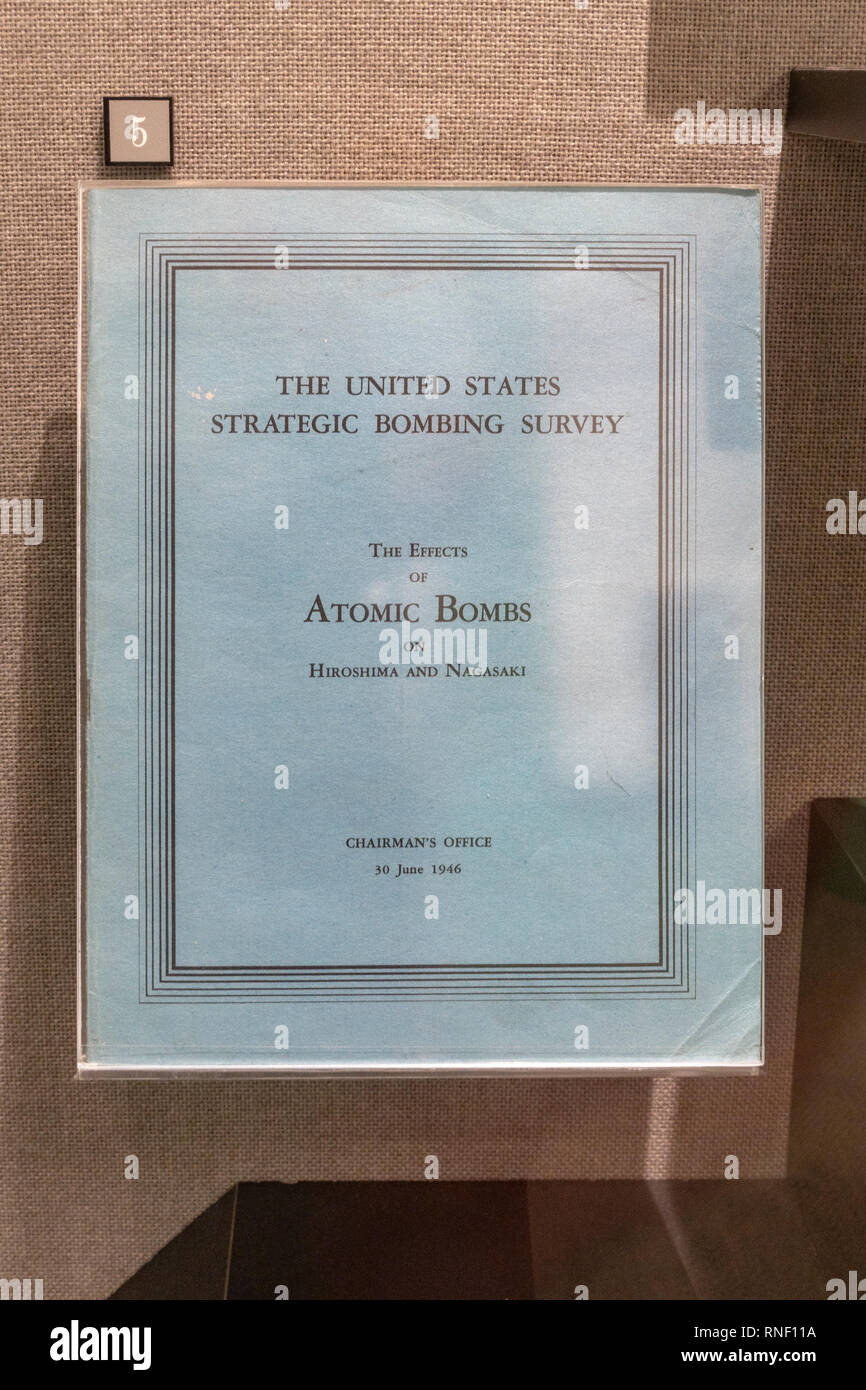 The United States Strategic Bombing Survey from June 1946 following Hiroshima & Nagasaki attacks, NV, USA. Stock Photo