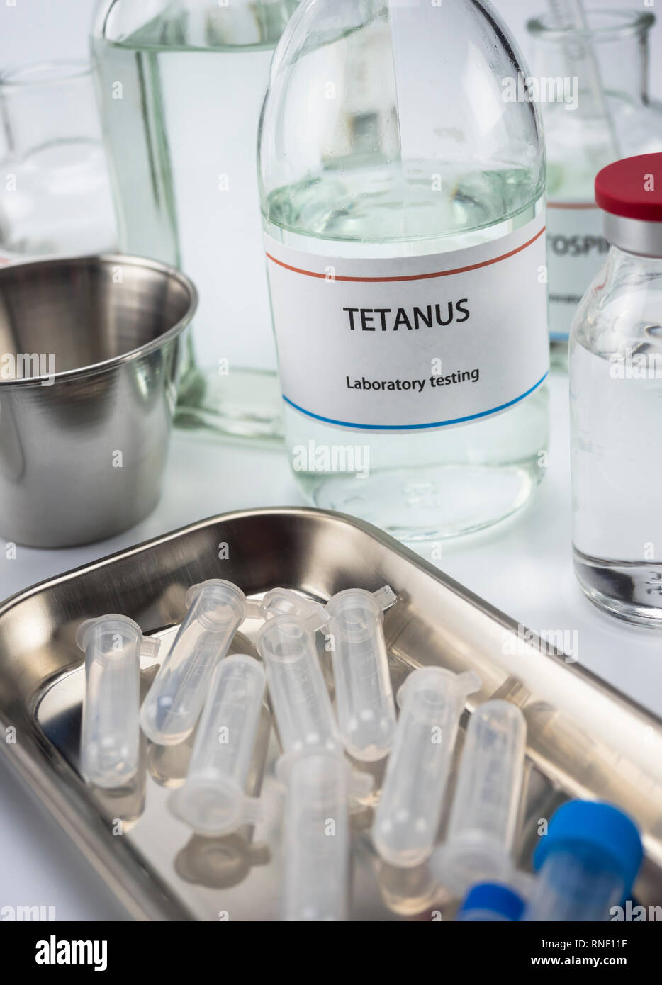 Test tetanus in laboratory, conceptual image, composition horizontal Stock Photo