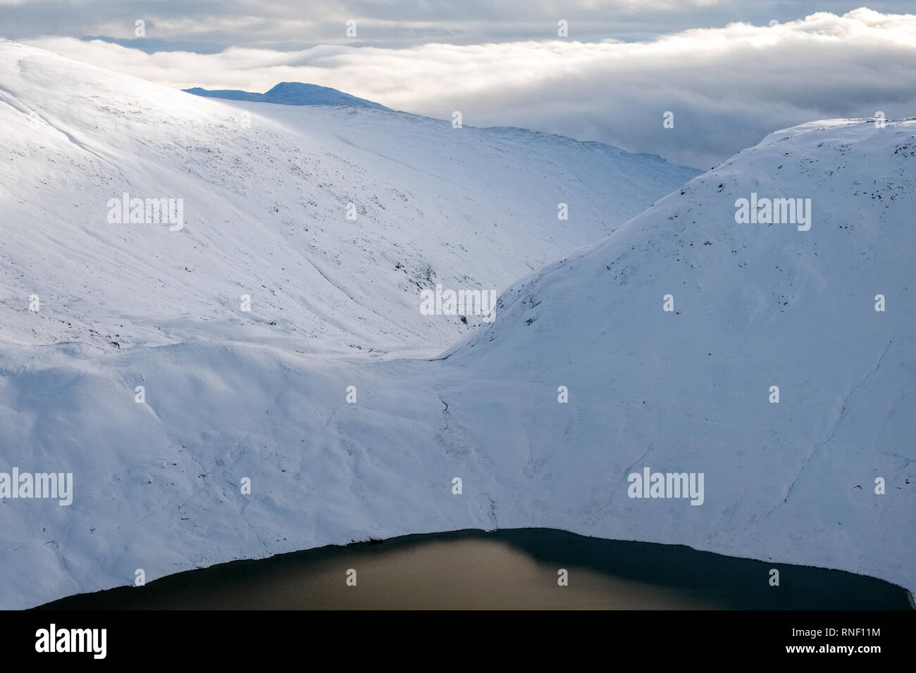 Grisedale Hause in winter snow, Lake District National Park, Cumbria, UK Stock Photo