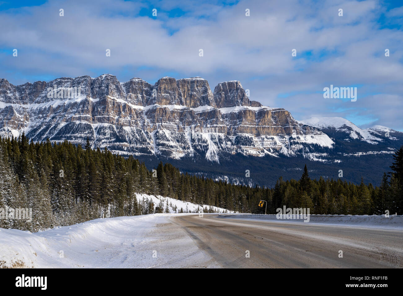 Kootenay National Park in the winter, viewed from Highway 93 Stock Photo