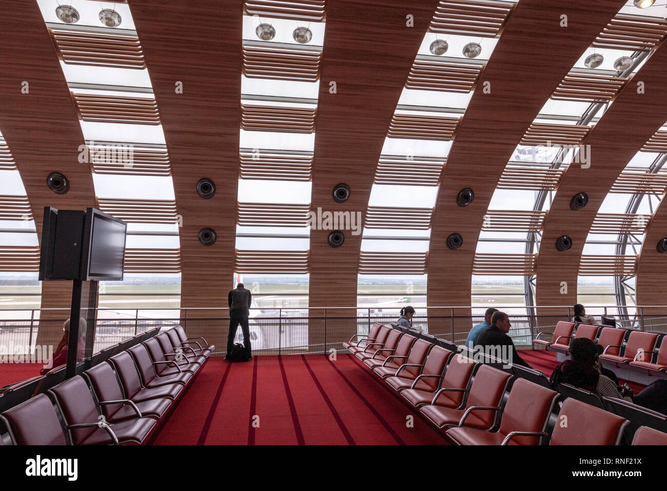 Paris Charles de Gaulle airport, Terminal 2E, France. Terminal, designed by Paul Andreu, Stock Photo