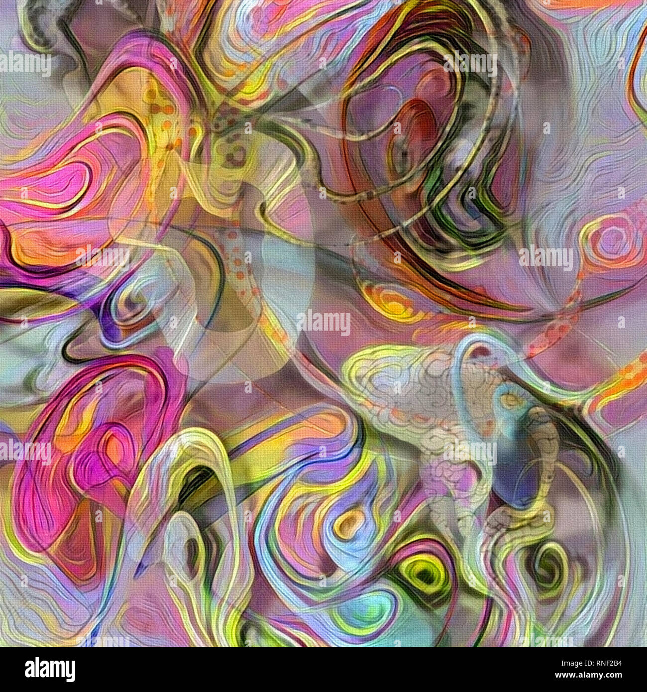 Colorful painting with abstracted forms Stock Photo