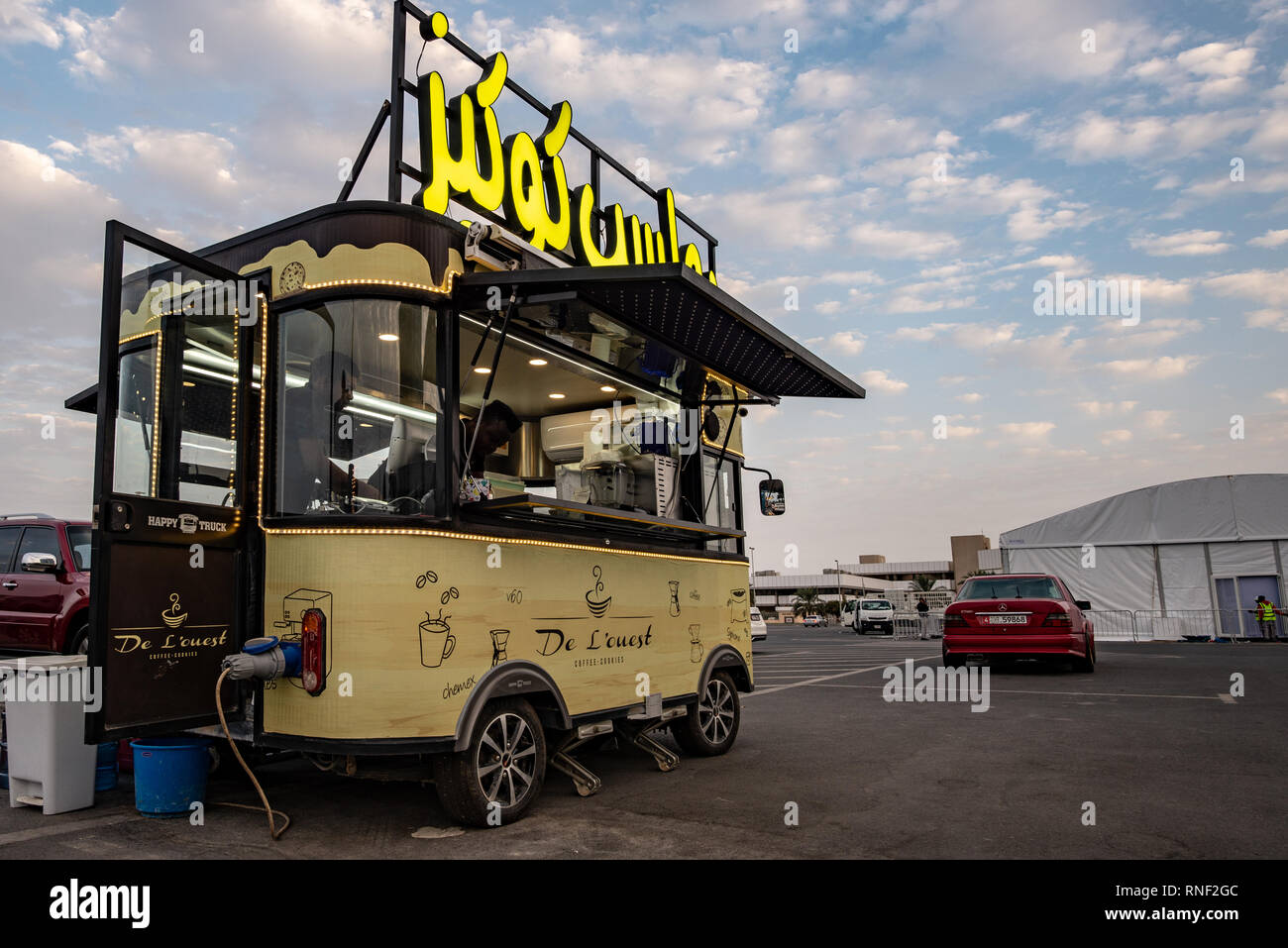 Food truck festival in Abu Dhabi, United Arab Emirates Stock Photo