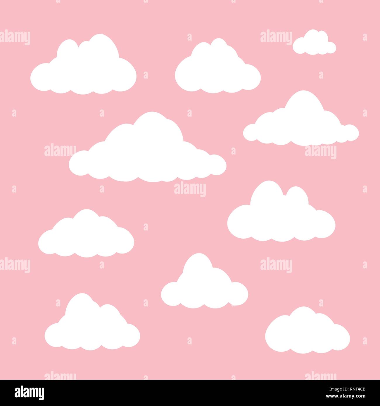 Vector clouds set isolated on pink background Stock Vector
