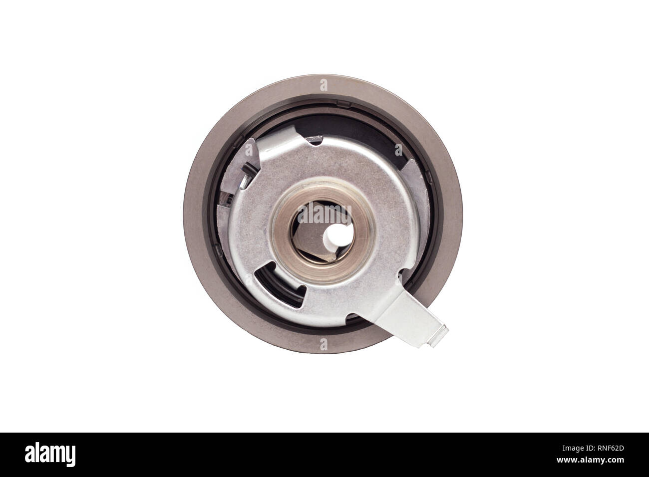 Tension adjusting car roller timing system engine, white background