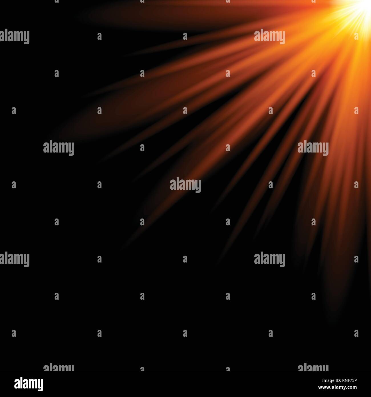flare of orange light rays element. Vector illustration with shining effect for design Stock
