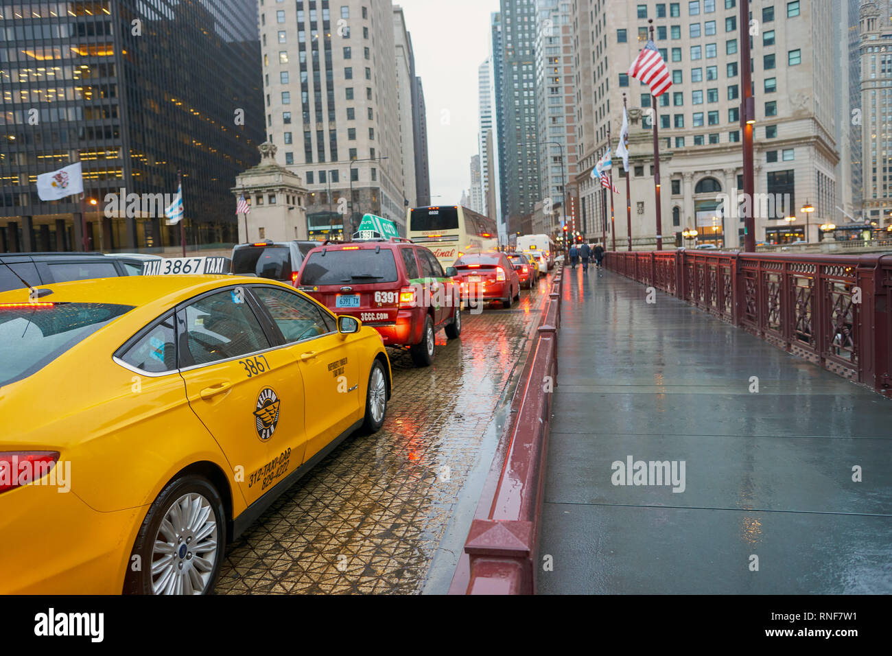 CHICAGO, IL CIRCA APRIL, 2016 rainy day in Chicago. Chicago is the
