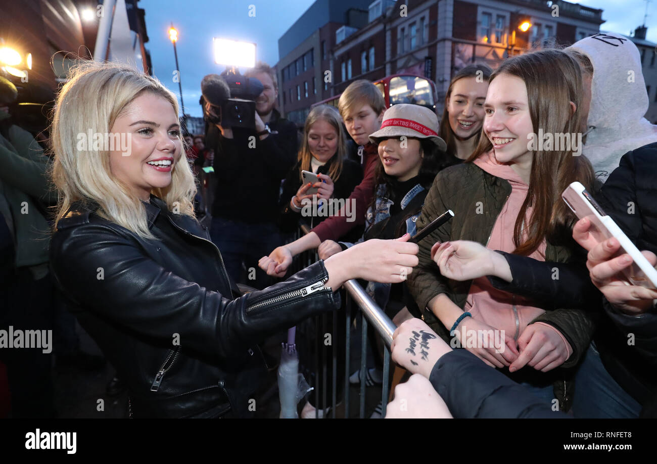 Saoirse-Monica Jackson arrives at the Omniplex Cinema in Londonderry for the Derry Girls premiere ahead of the broadcast of the second series on Channel 4. Stock Photo