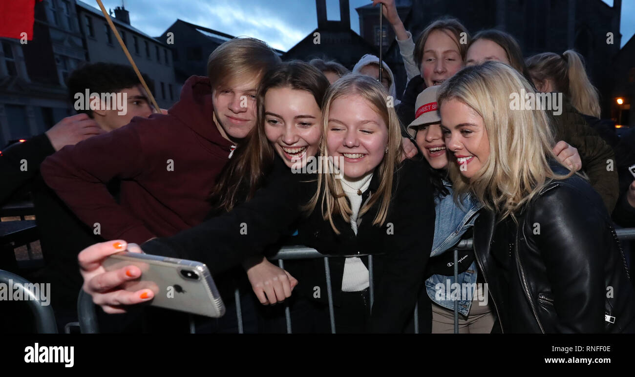 Saoirse-Monica Jackson arrives at the Omniplex Cinema in Londonderry for the Derry Girls premiere ahead of the broadcast of the second series on Channel 4. Stock Photo