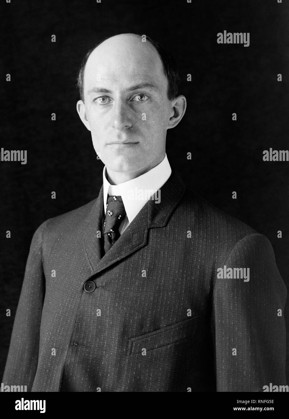 Wilbur Wright aged 38 of the Wright Brothers circa 1905  Image updated using digital restoration and retouching techniques Stock Photo