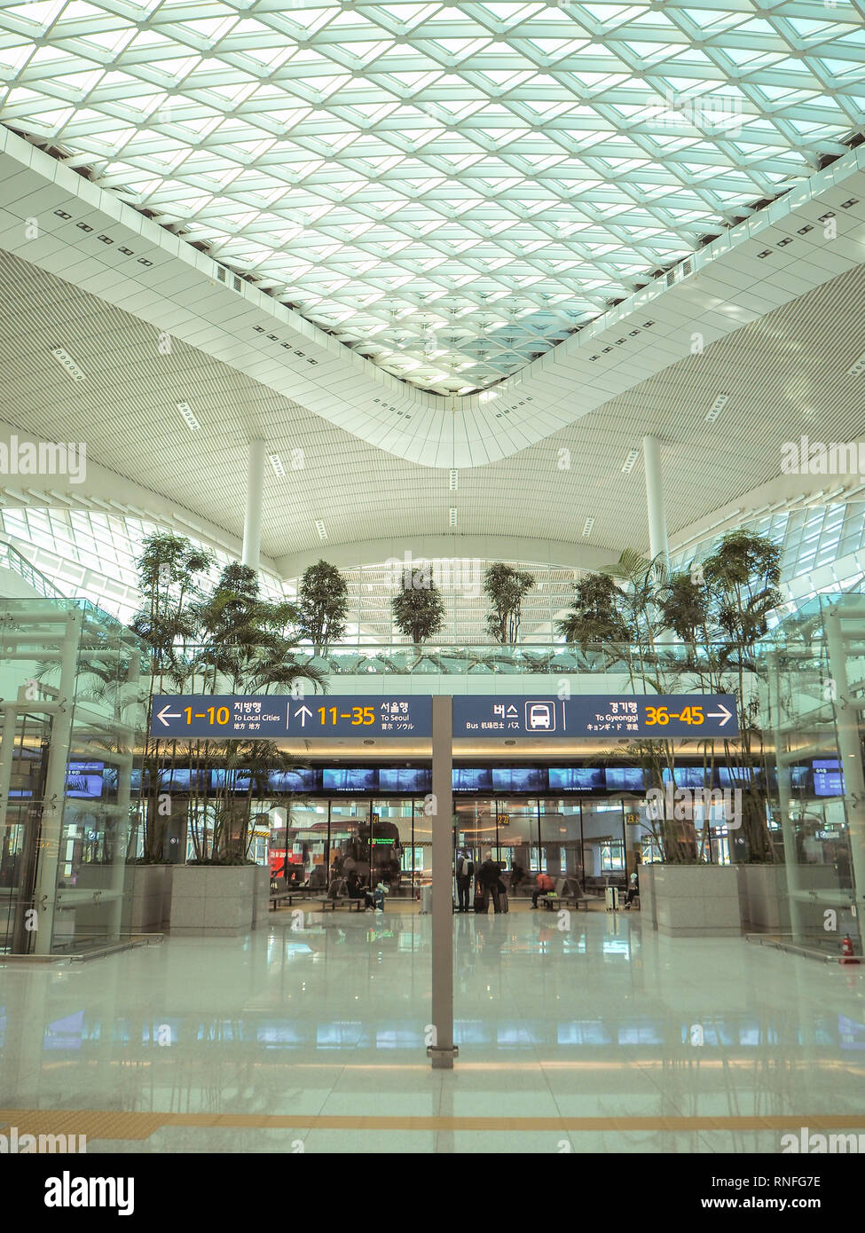 South Korea October 2018 the train and bus departure hall at the