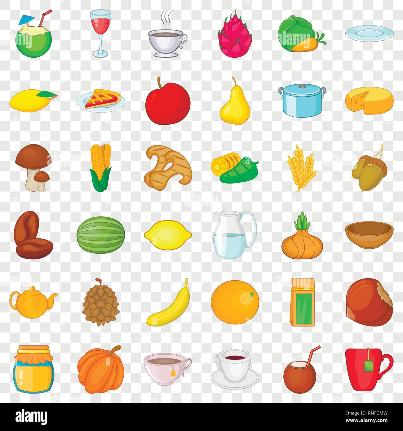 Vegetarian kitchen icons set, cartoon style Stock Vector Image & Art ...