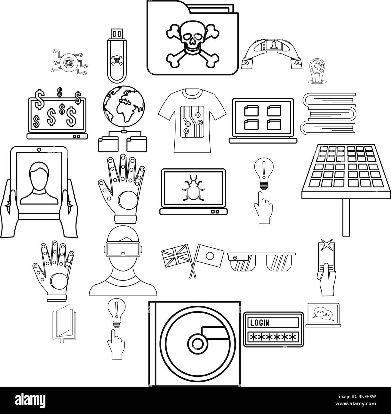 Cyber learning icons set, outline style Stock Vector Image & Art - Alamy
