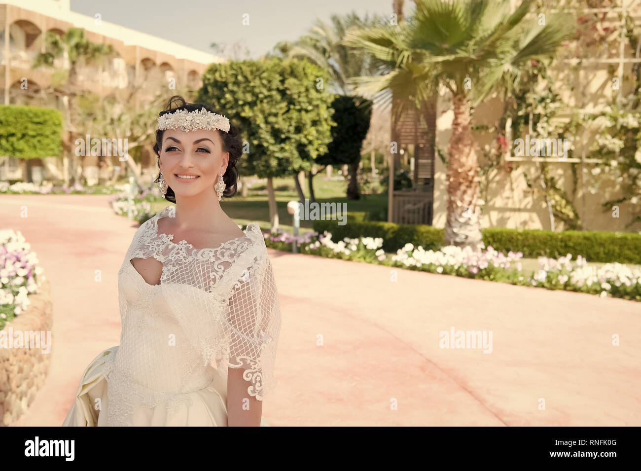 Things consider for wedding abroad. Bride adorable white wedding dress