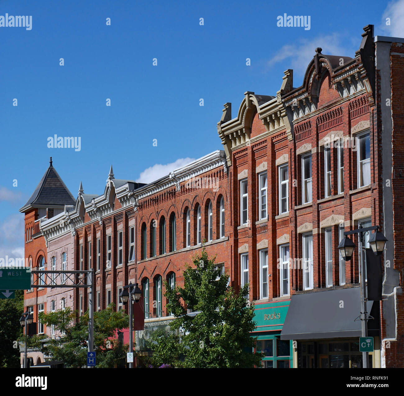 Facades of preserved 19th century commercial buildings of the type found in some older North American small town main streets Stock Photo