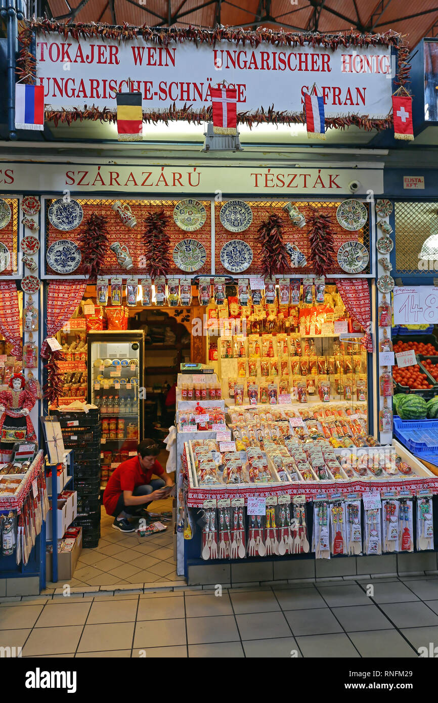 Budapest, Hungary July 13, 2015 Hungarian Souvenir Shop at Central