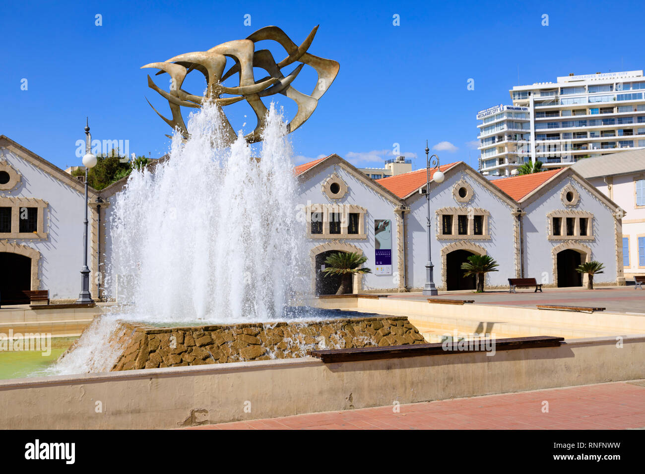 “Seagulls in Flight” fountain, Europe Square, Larnaca, Cyprus October 2018 Stock Photo