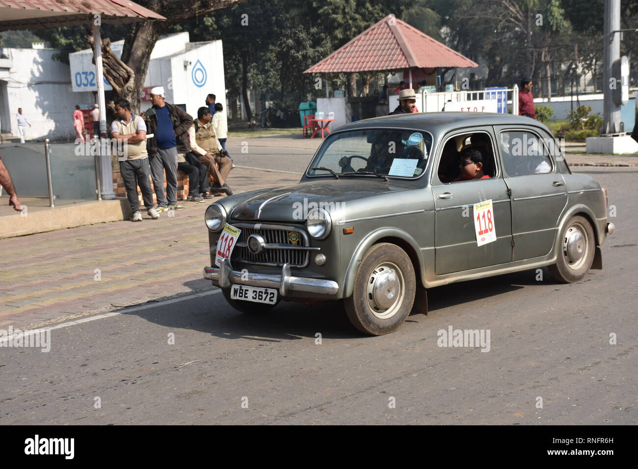 1957 Fiat Elegant car with 11 hp and 4 cylinder engine. WBE 3672 India. Stock Photo