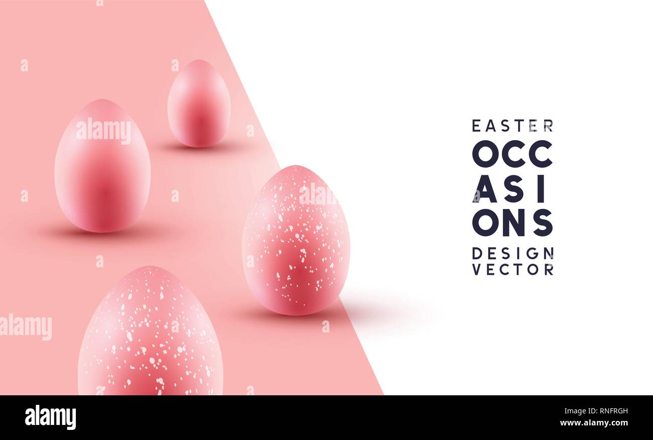 Pink pastel Easter eggs composition background layout template. Vector illustration. Stock Vector