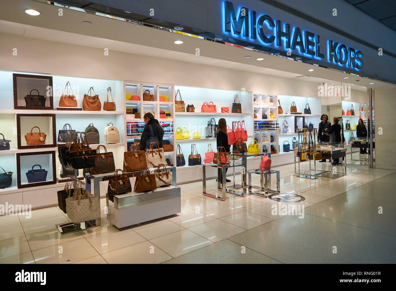 NEW YORK - APRIL 06, 2016: Michael Kors store in JFK Airport. Michael Kors  Holdings is an American luxury fashion company established in 1981 by desig  Stock Photo - Alamy