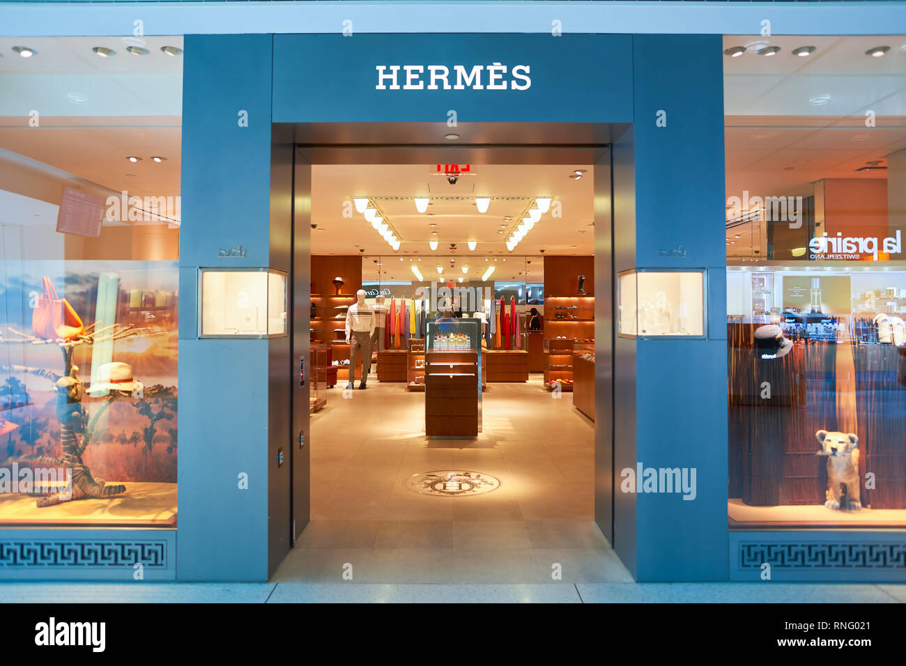 NEW YORK - APRIL 06, 2016: Hermes store in JFK Airport. Hermes ...