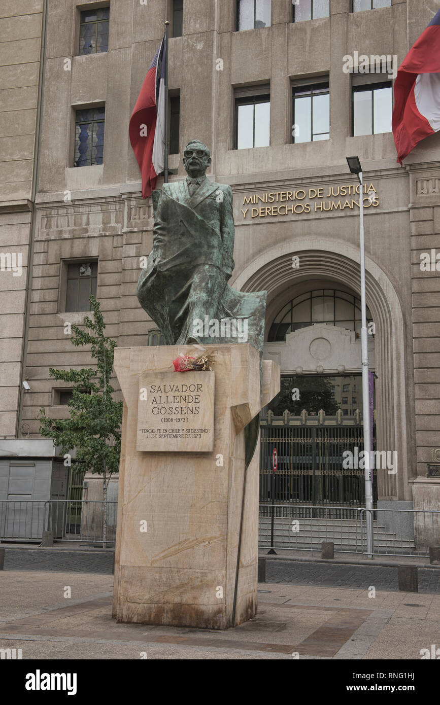 Salvador Allende statue, Santiago, Chile Stock Photo