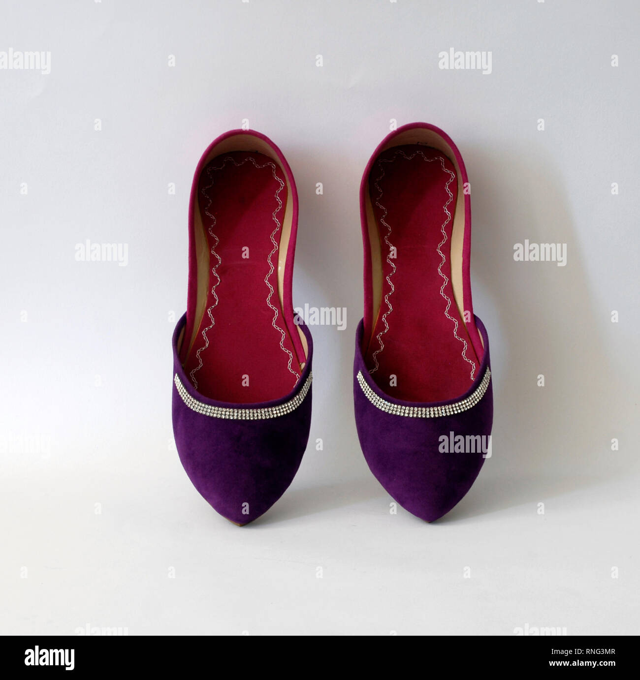 Typical Pakistani shoes for women, fuchsia color Stock Photo Alamy