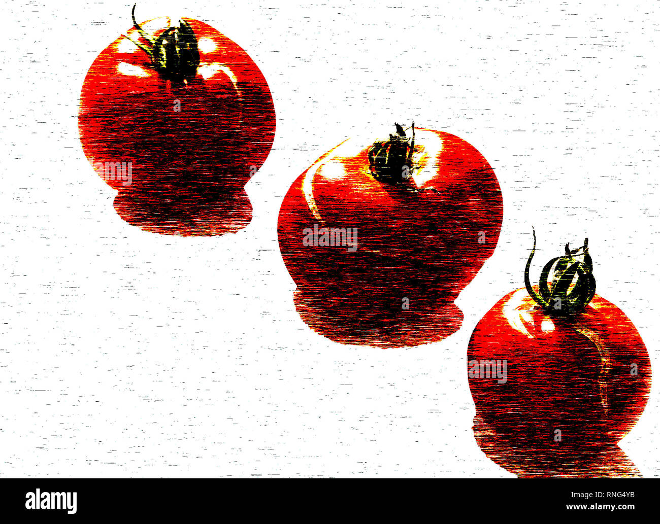 Three red Tomatoes - photoshopped Stock Photo