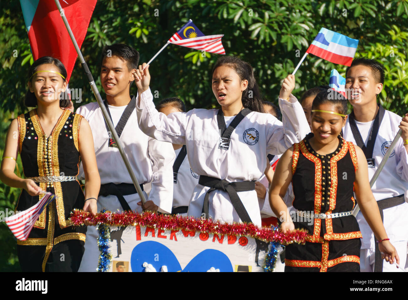 Kiulu Sabah Malaysia-August 30, 2016 :School student marched during the state celebration of Malaysia Independence day.Independence month celebrated a Stock Photo