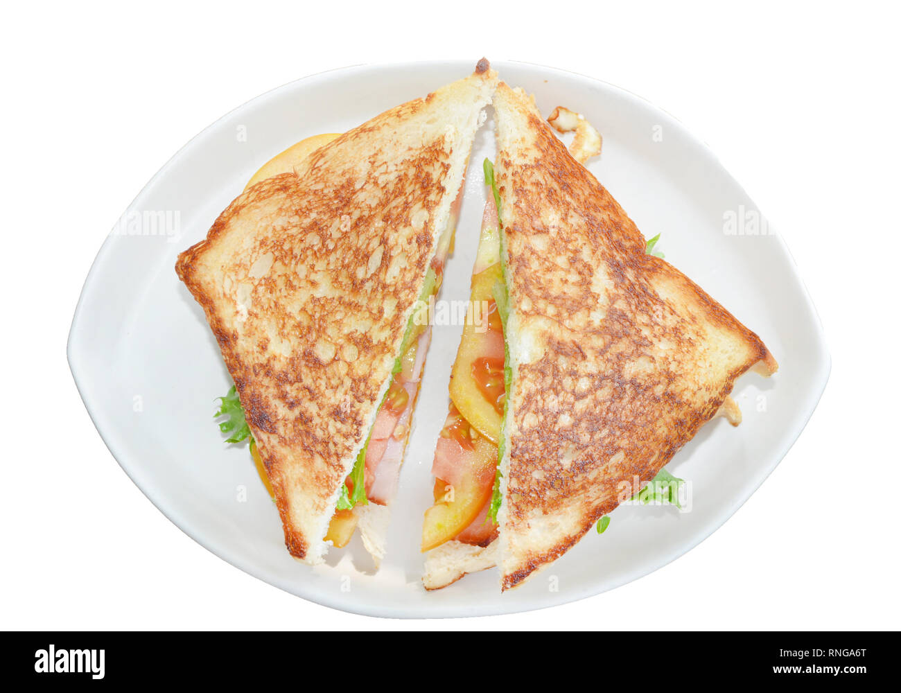Toasted sandwich with pastrami and cheese Stock Photo Alamy