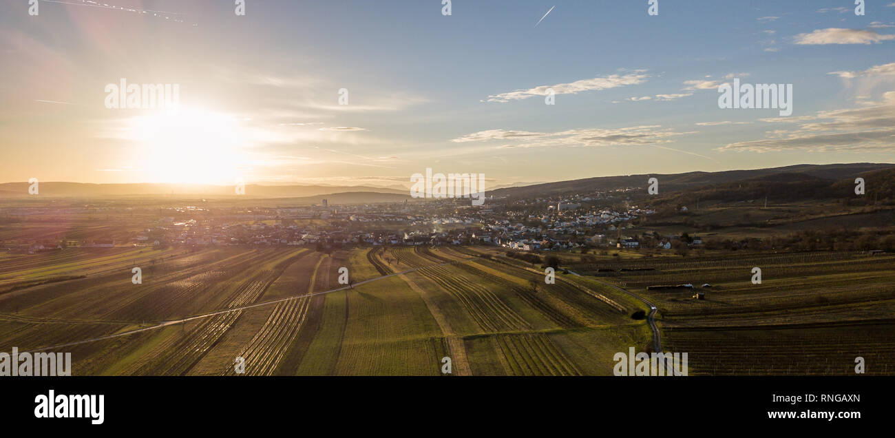 An aerial view of Eisenstadt and the Leithagebirge, Burgenland, Austria Stock Photo