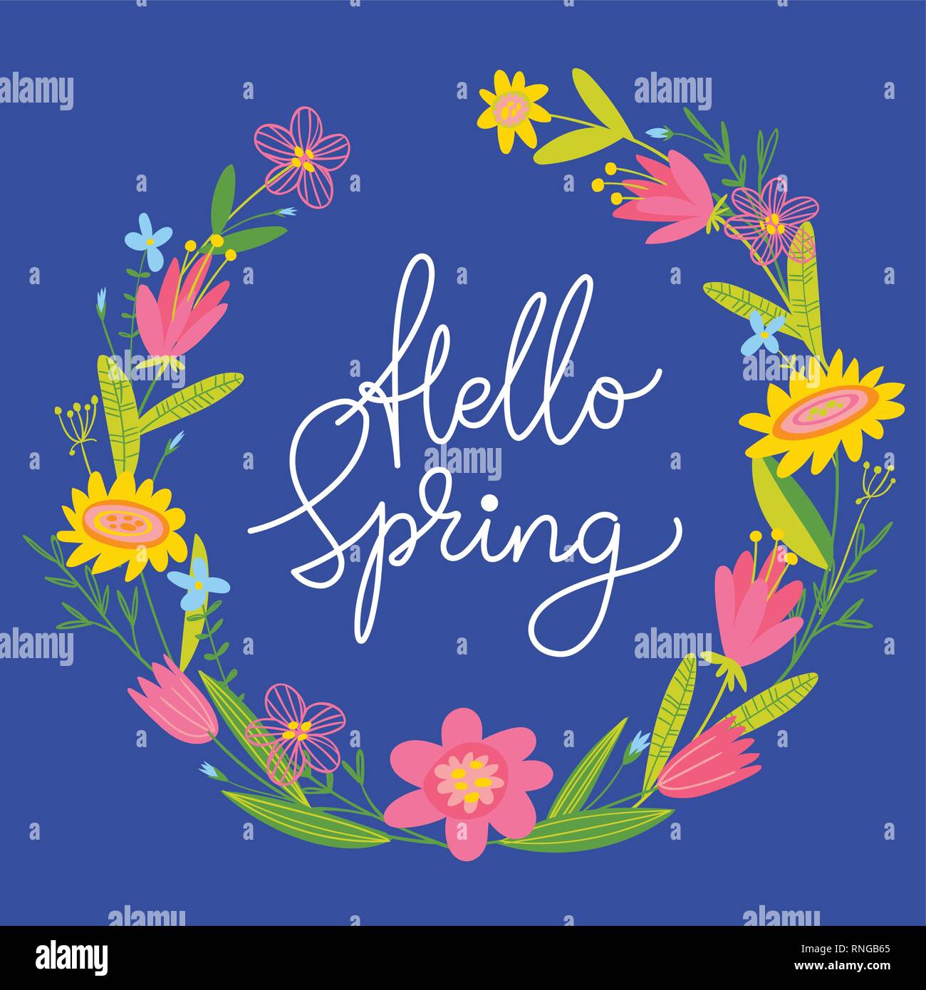 Vector spring easter card with flowers and calligraphy Stock Vector ...