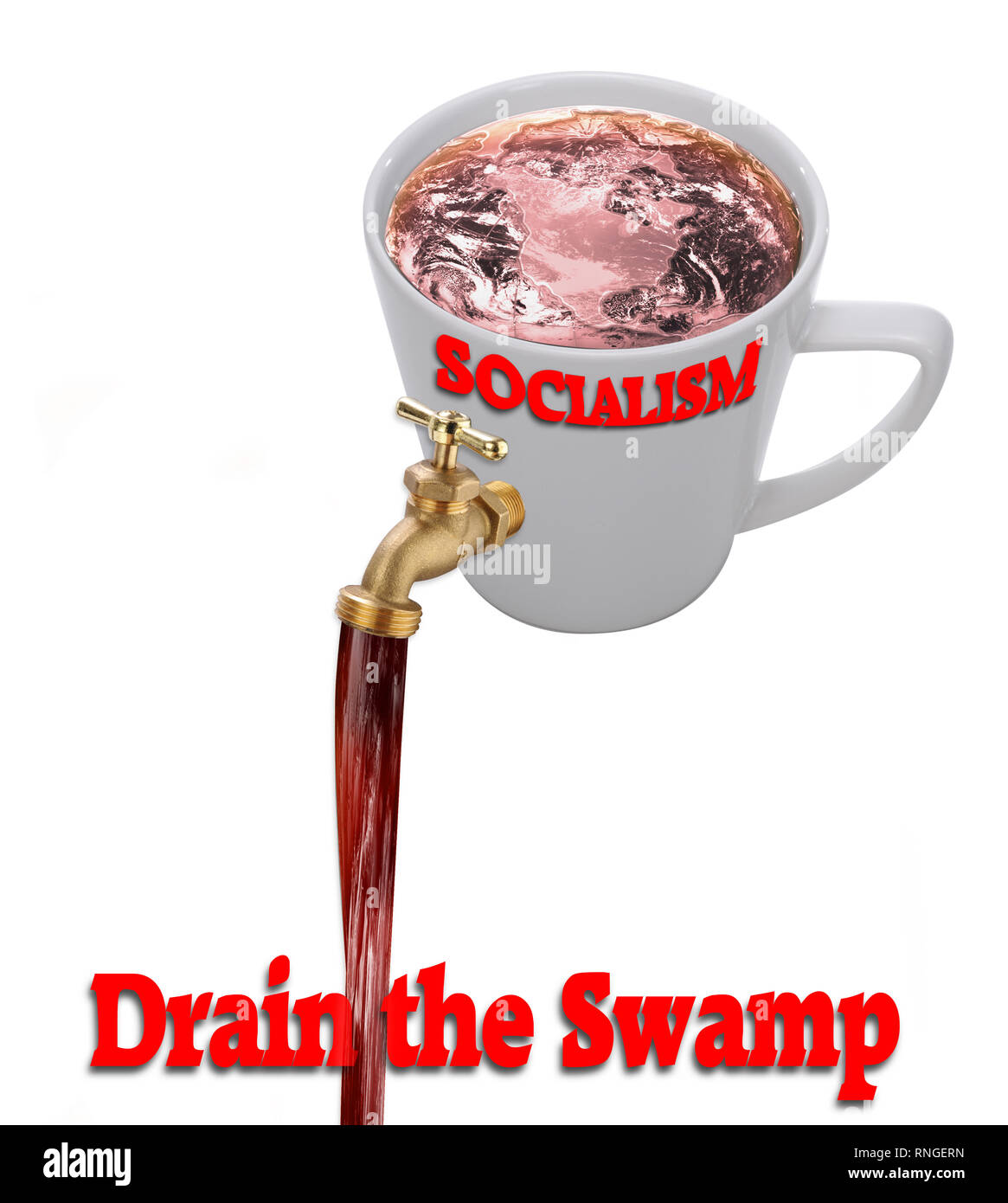 Draining the swamp of Socialism. Stock Photo