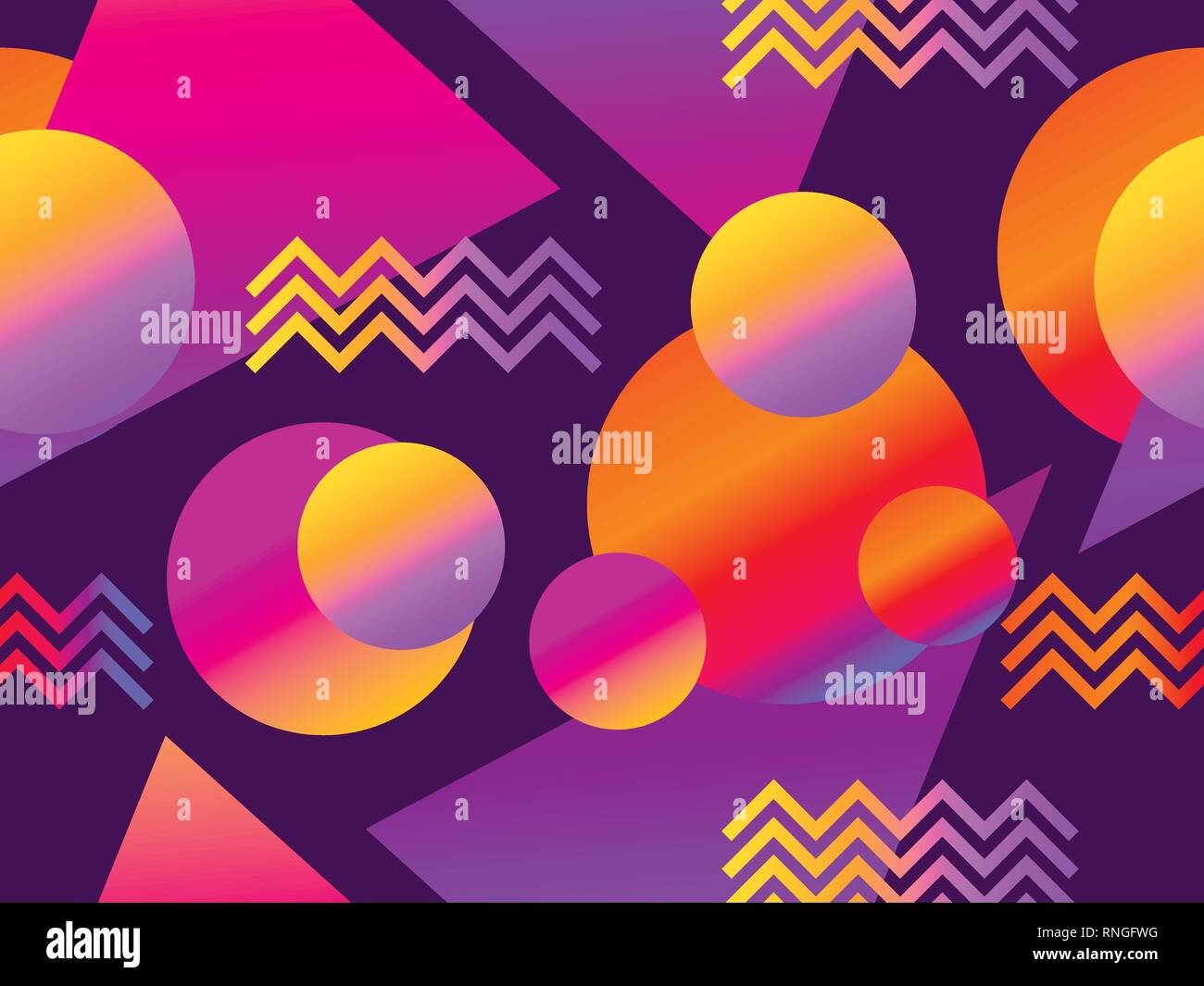 Seamless pattern with geometric objects in the memphis style of the 80s ...