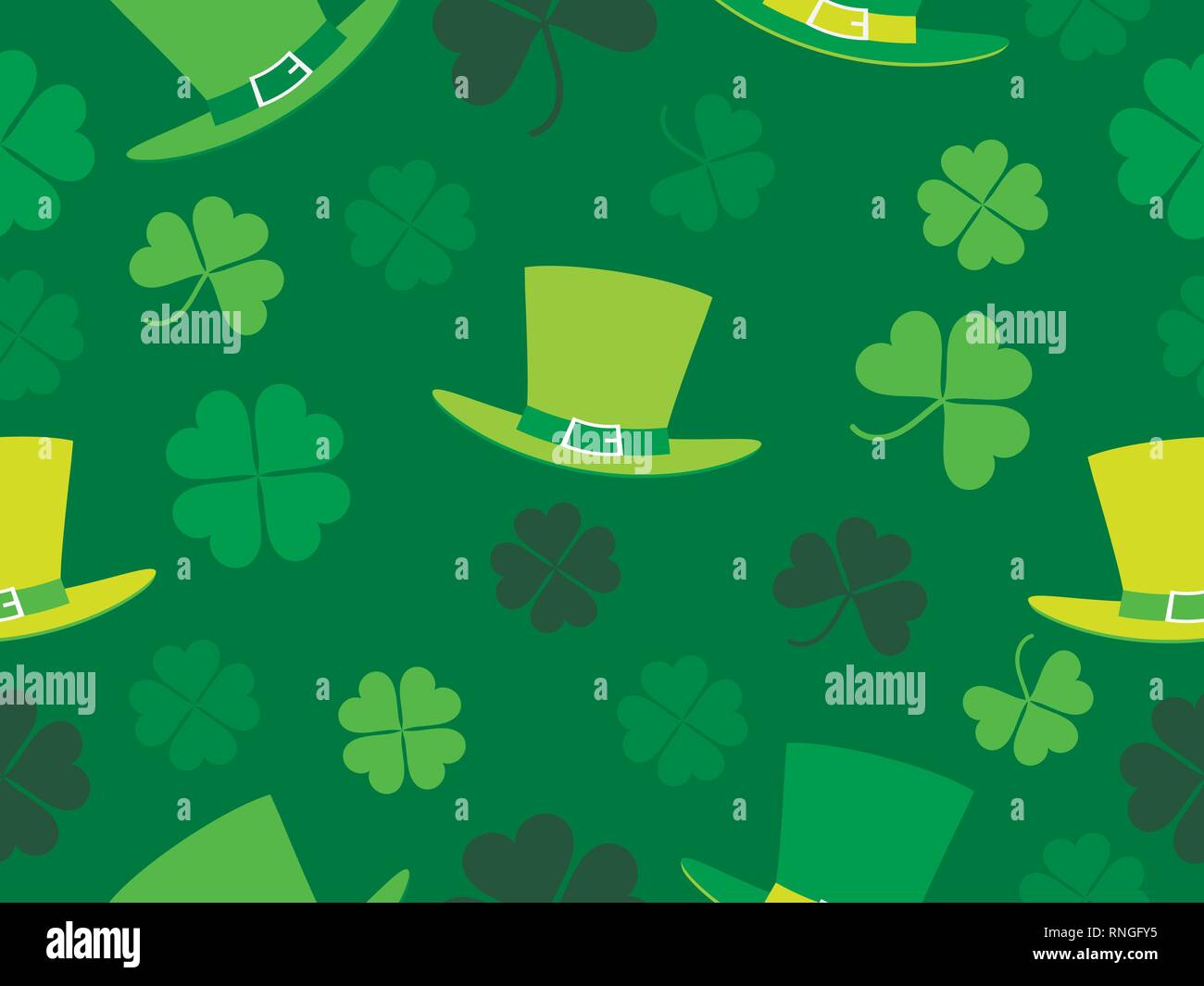 Seamless Pattern With Hat And Clover Leaves St Patricks Day