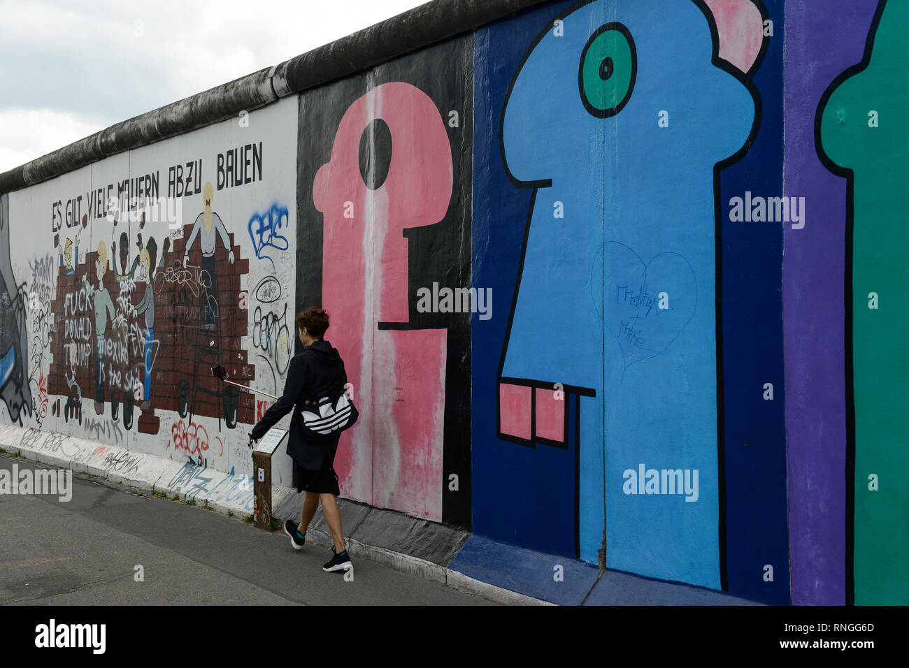 Germany, Berlin, The wall, East side gallery, wall paintíngs and murals about the cold war and walls Stock Photo