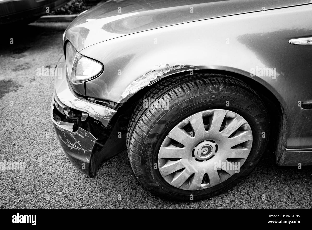 Car Crash and Car Damage. Body work and bumper Stock Photo Alamy