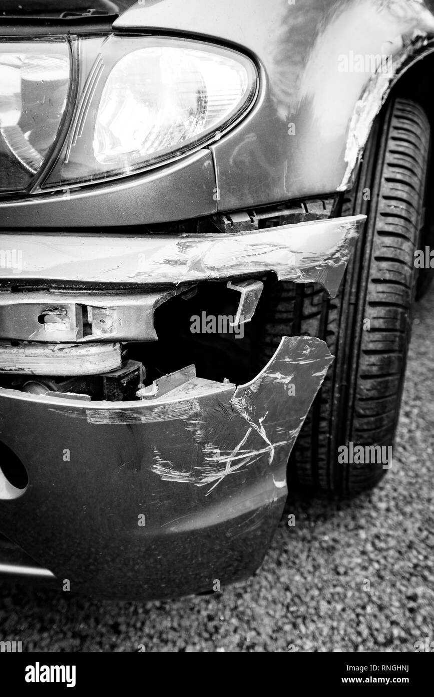 Car Crash and Car Damage. Body work and bumper Stock Photo Alamy