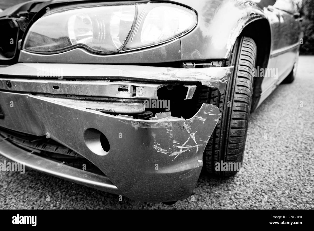 Car Crash and Car Damage. Body work and bumper Stock Photo Alamy
