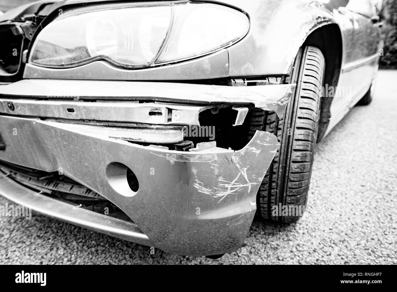 Car Crash and Car Damage. Body work and bumper Stock Photo Alamy