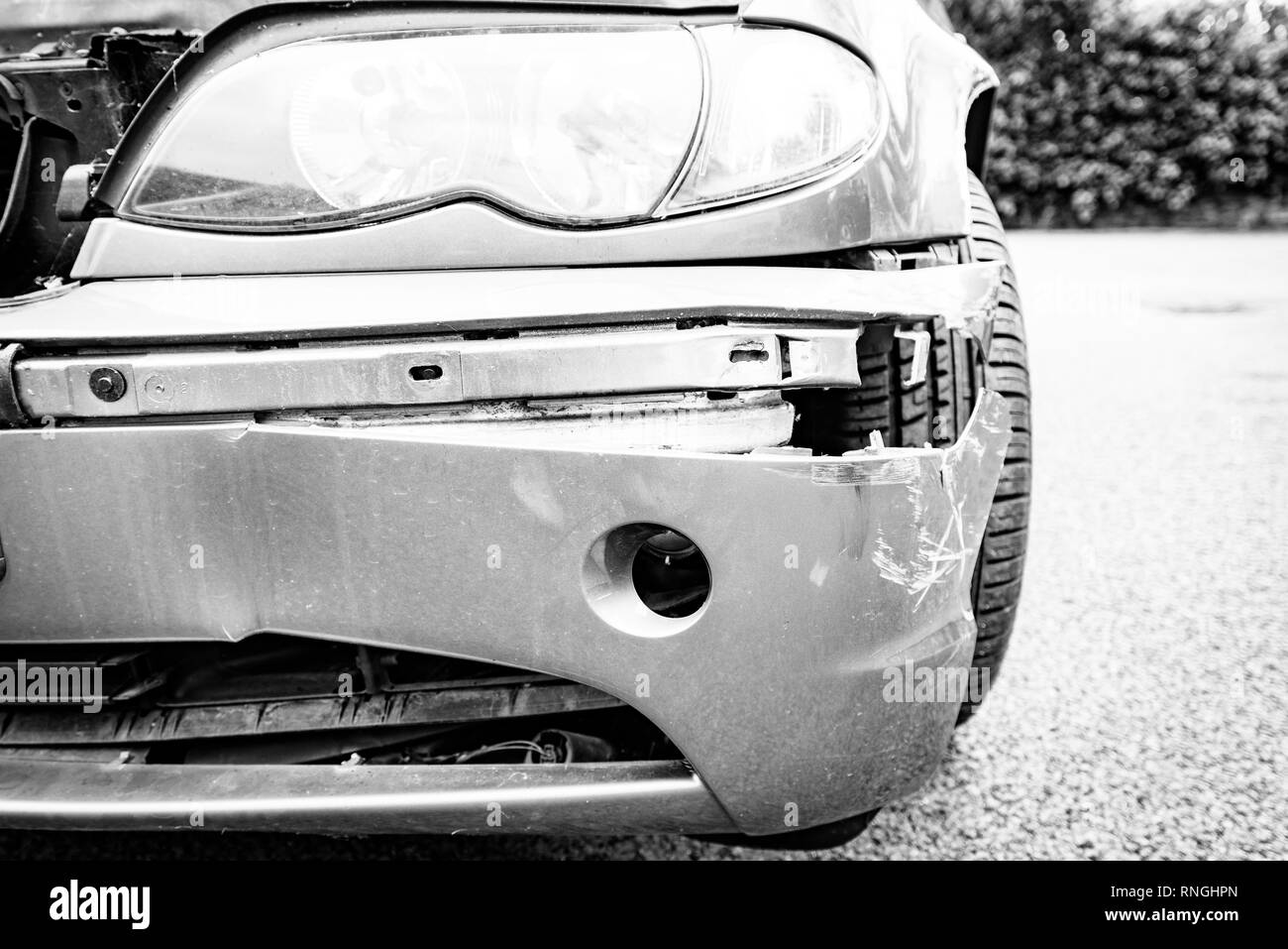 Car Crash and Car Damage. Body work and bumper Stock Photo Alamy