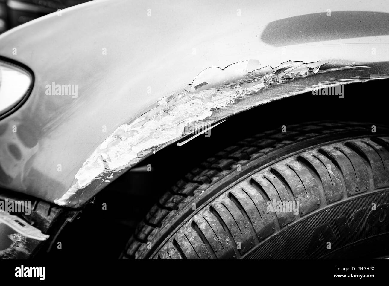Car Crash and Car Damage. Body work and bumper Stock Photo Alamy