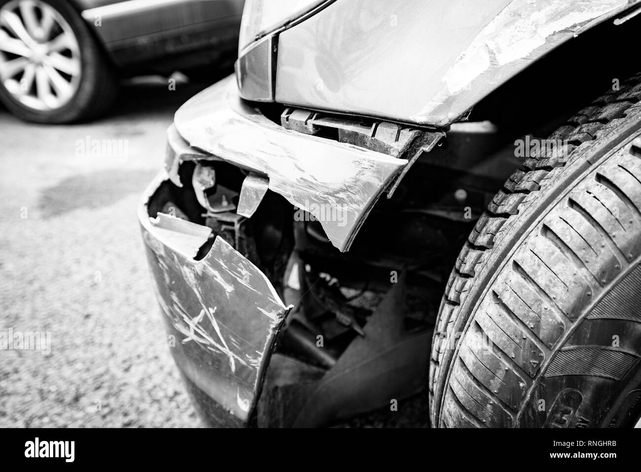 Car Crash and Car Damage. Body work and bumper Stock Photo Alamy