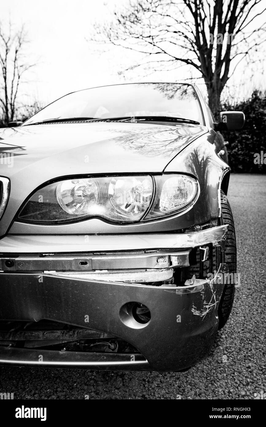 Car Crash and Car Damage. Body work and bumper Stock Photo Alamy