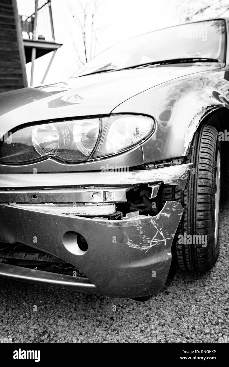 Car Crash and Car Damage. Body work and bumper Stock Photo Alamy