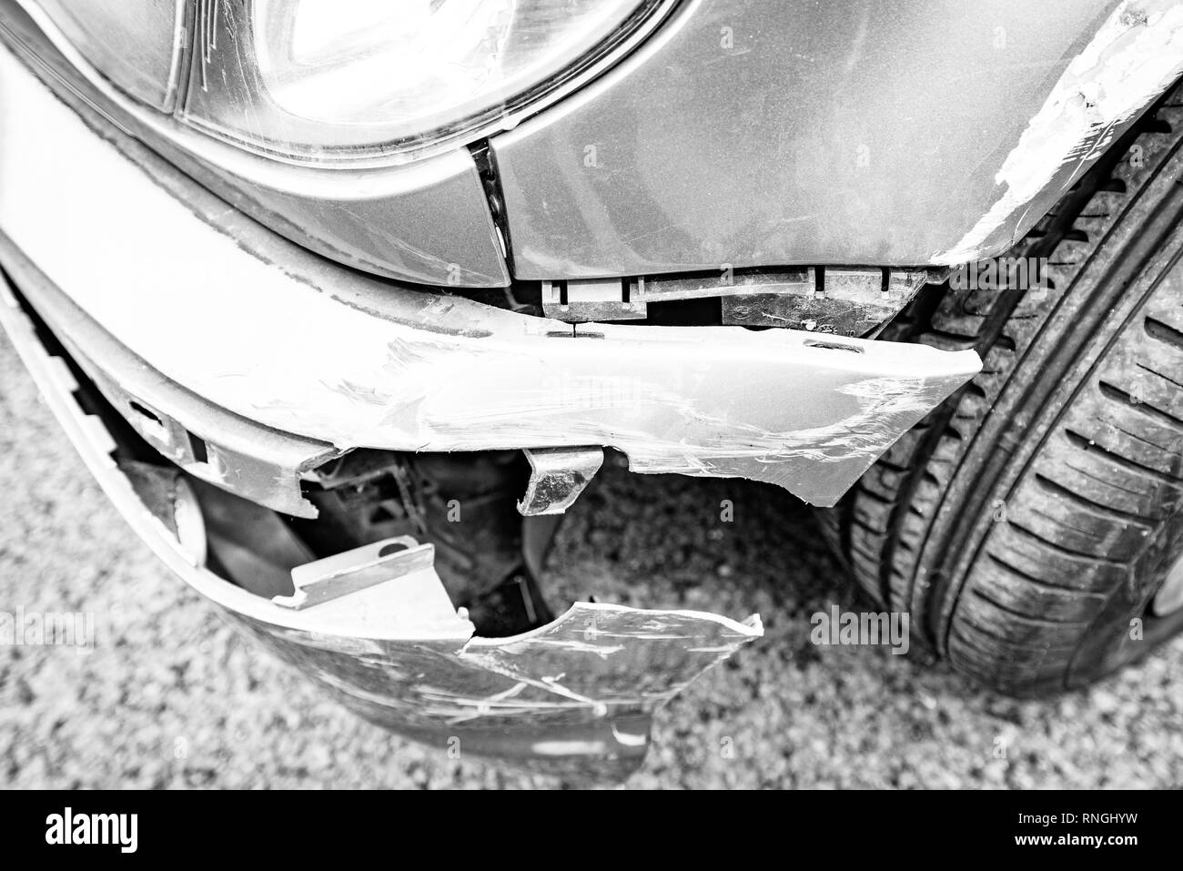 Car Crash and Car Damage. Body work and bumper Stock Photo Alamy